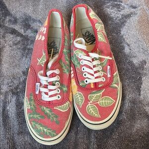 Vans Red Leaf Print Sneakers